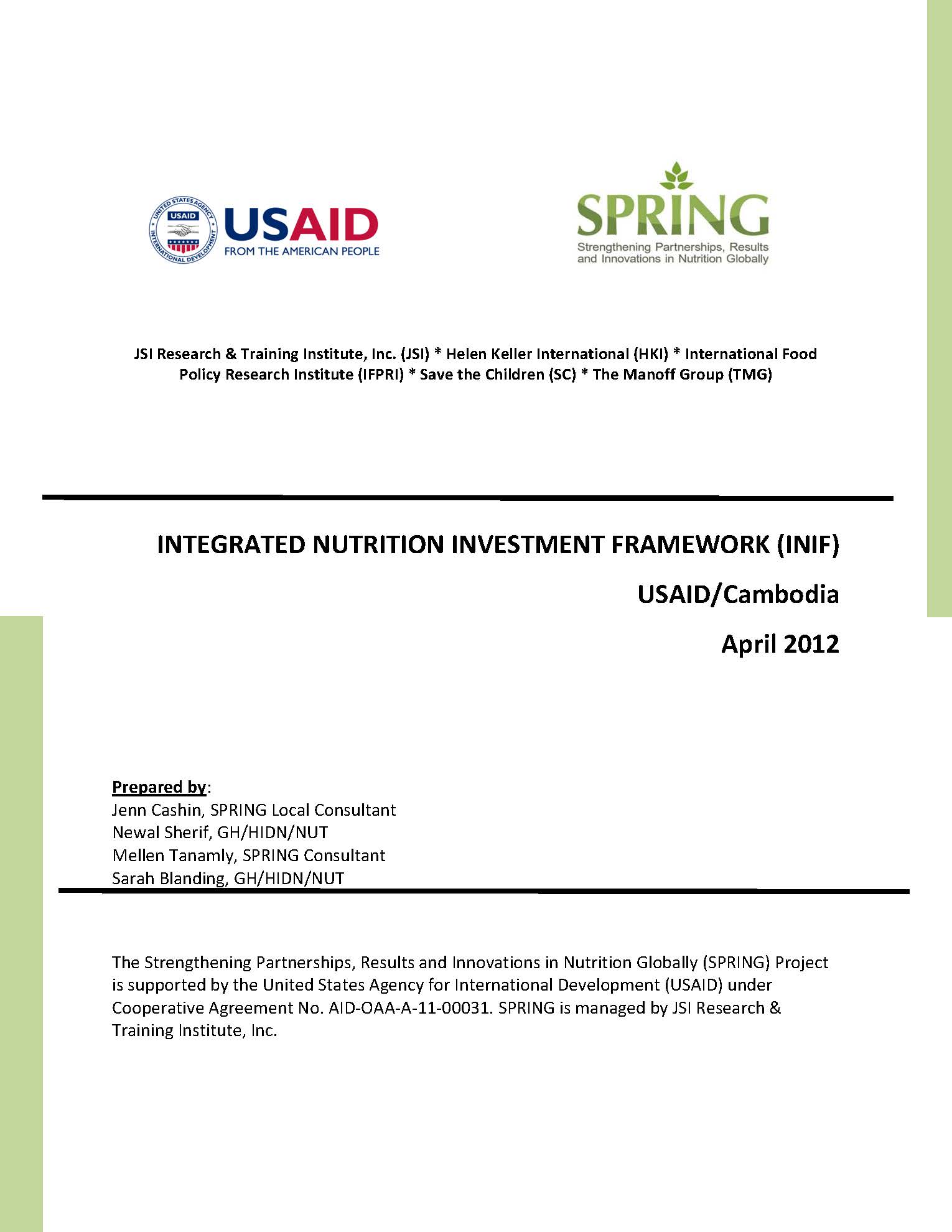 Integrated Nutrition Investment Framework (INIF)