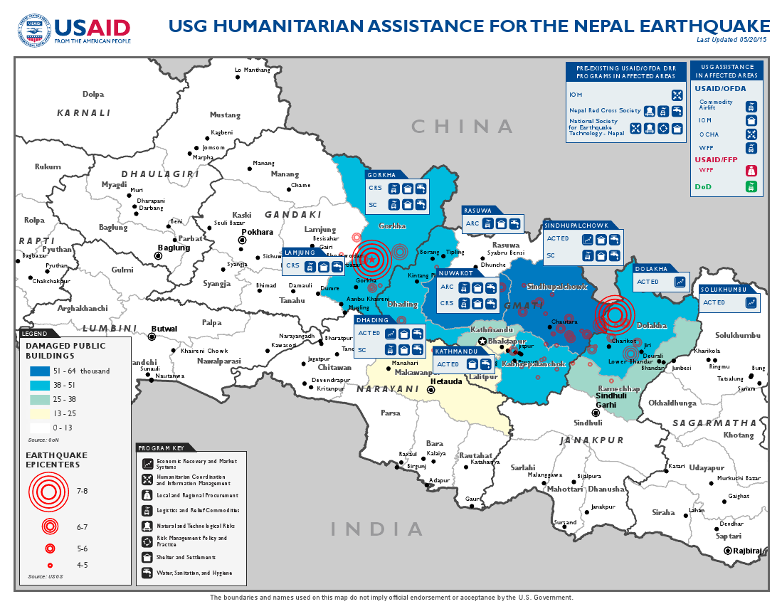 Nepal Earthquake Map - May 20, 2015