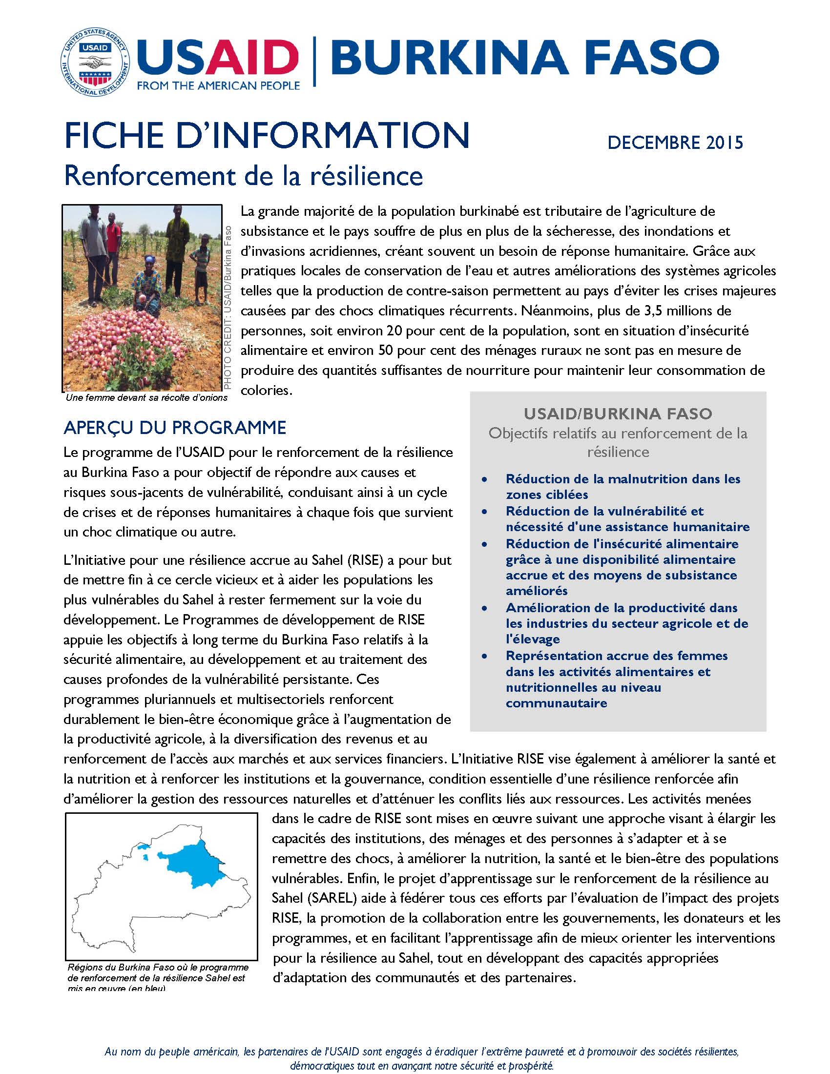 FICHE D’INFORMATION Renforcement de la résilience