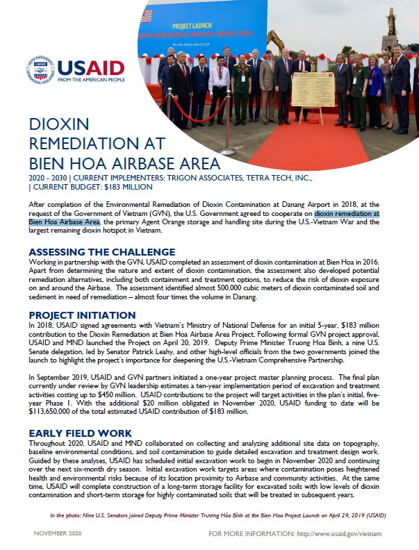 Fact Sheet: Dioxin Remediation at Bien Hoa Airbase Area