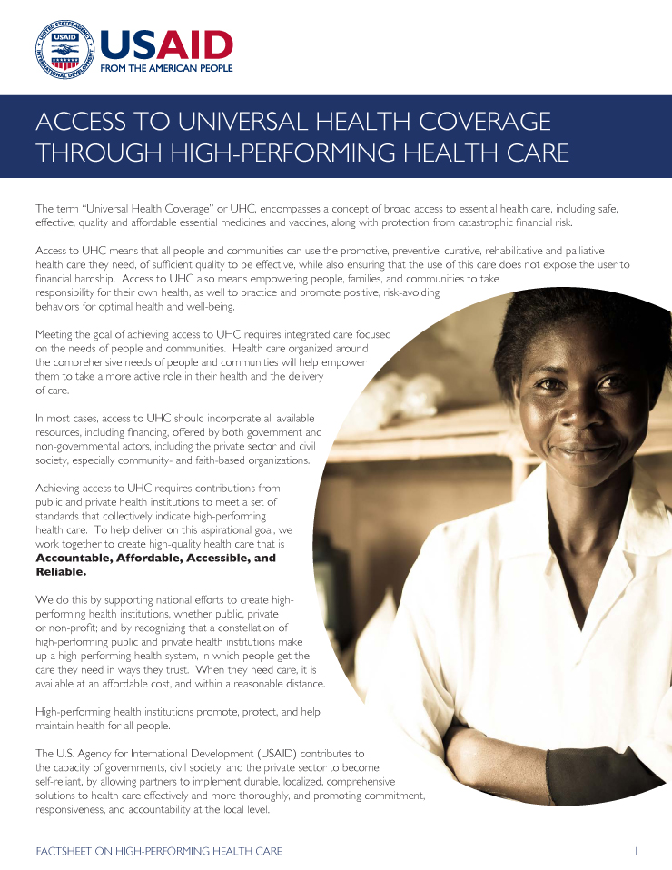 Access To Universal Health Coverage Through High-Performing Health Care