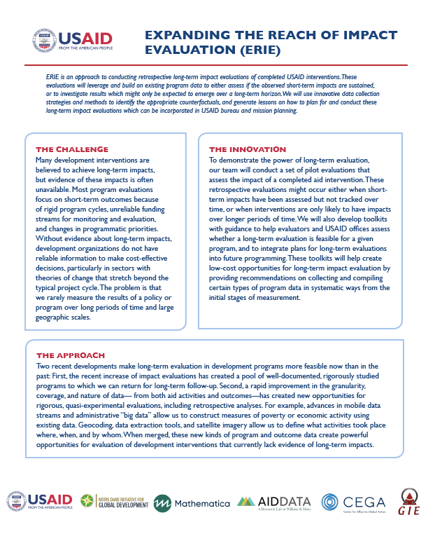 Expanding the Reach of Impact Evaluation (ERIE) Fact Sheet