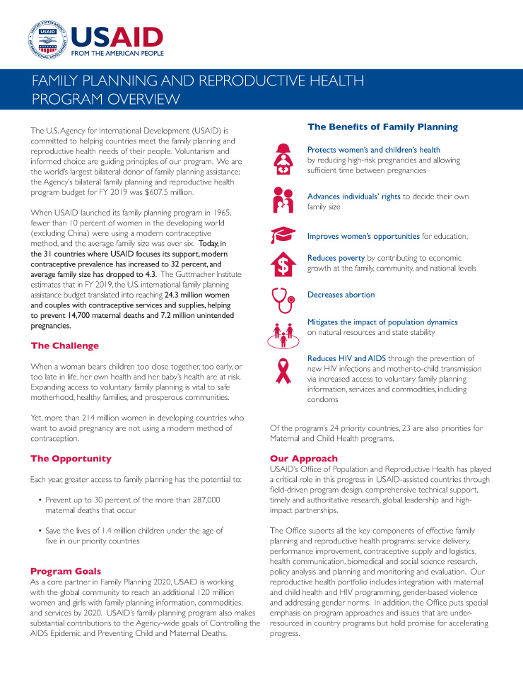 Family Planning and Reproductive Health Program Overview