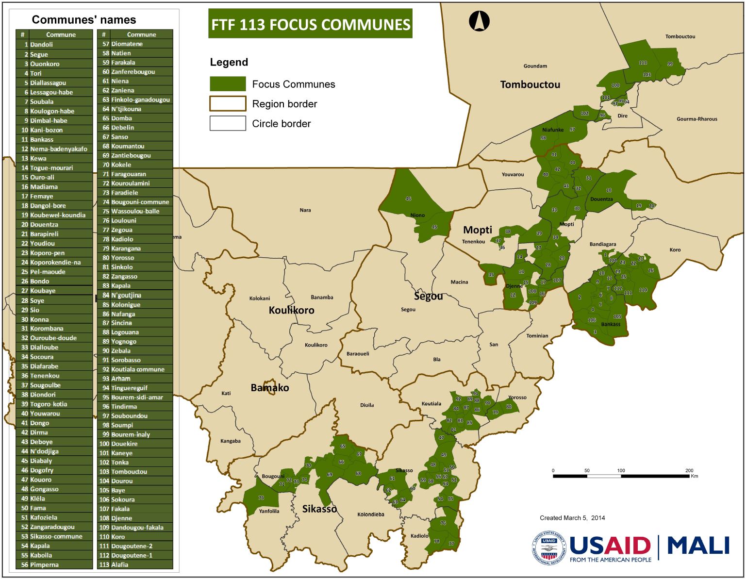 Communes d'intervention de FTF 