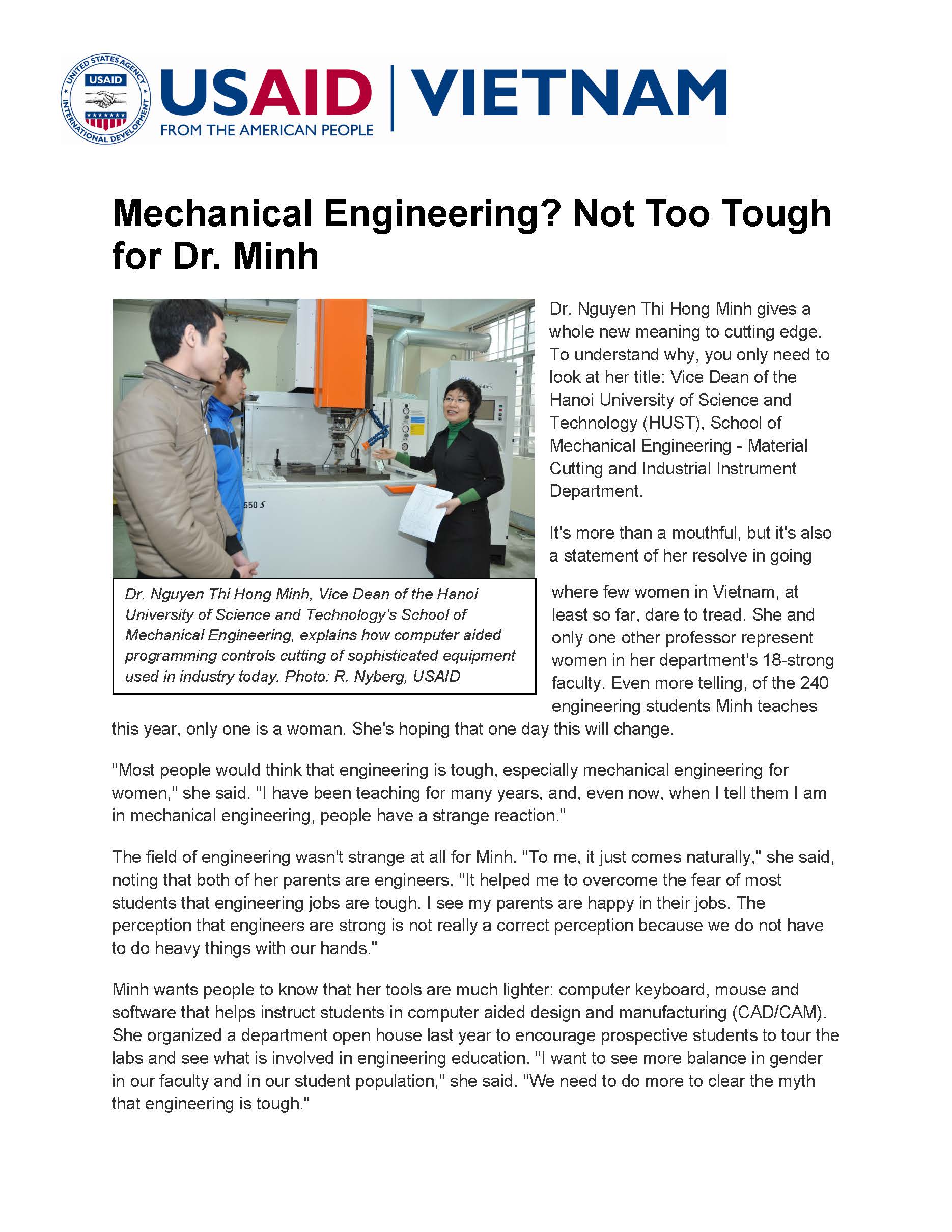 Mechanical Engineering? Not Too Tough for Dr. Minh