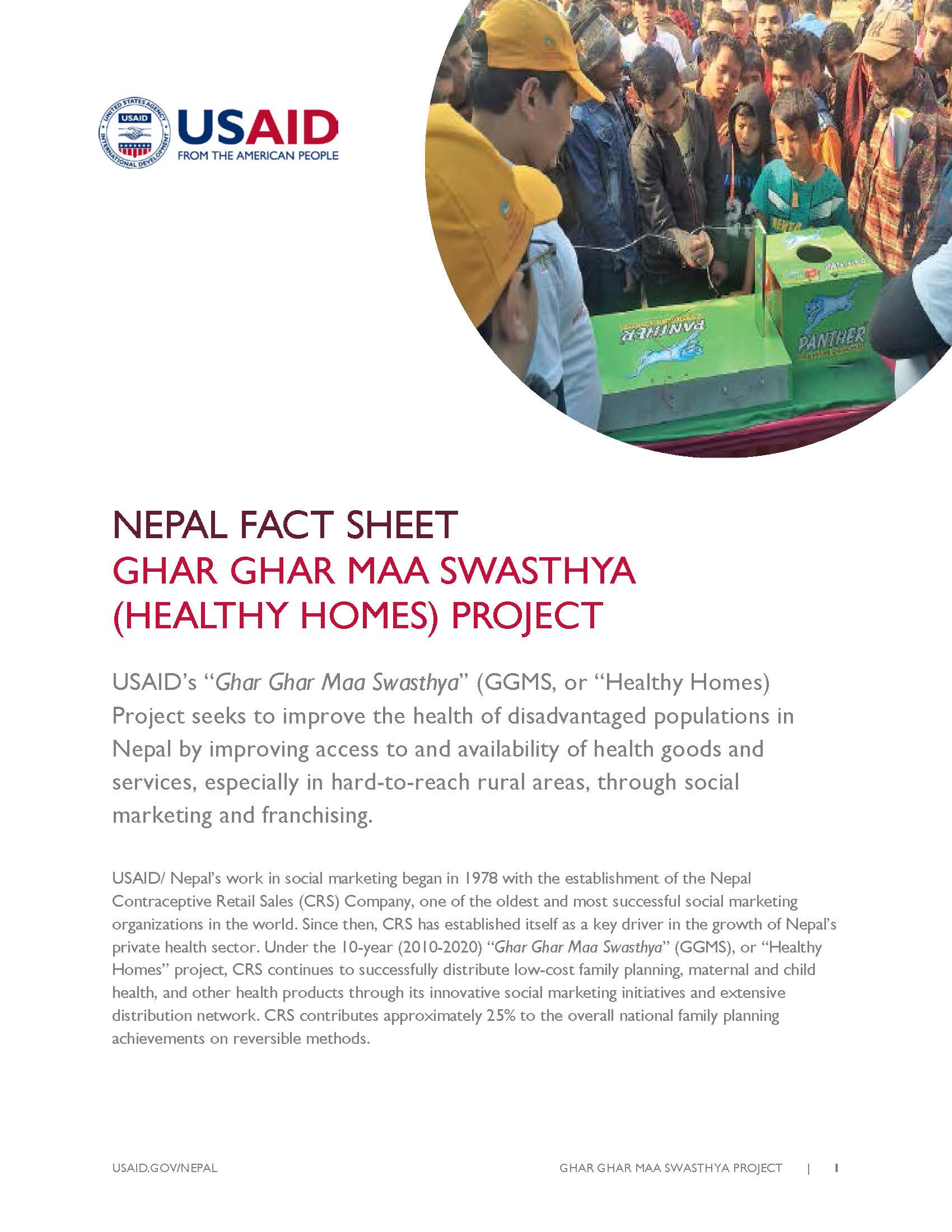 FACTSHEET : GHAR GHAR MAA SWASTHYA (HEALTHY HOMES) PROJECT