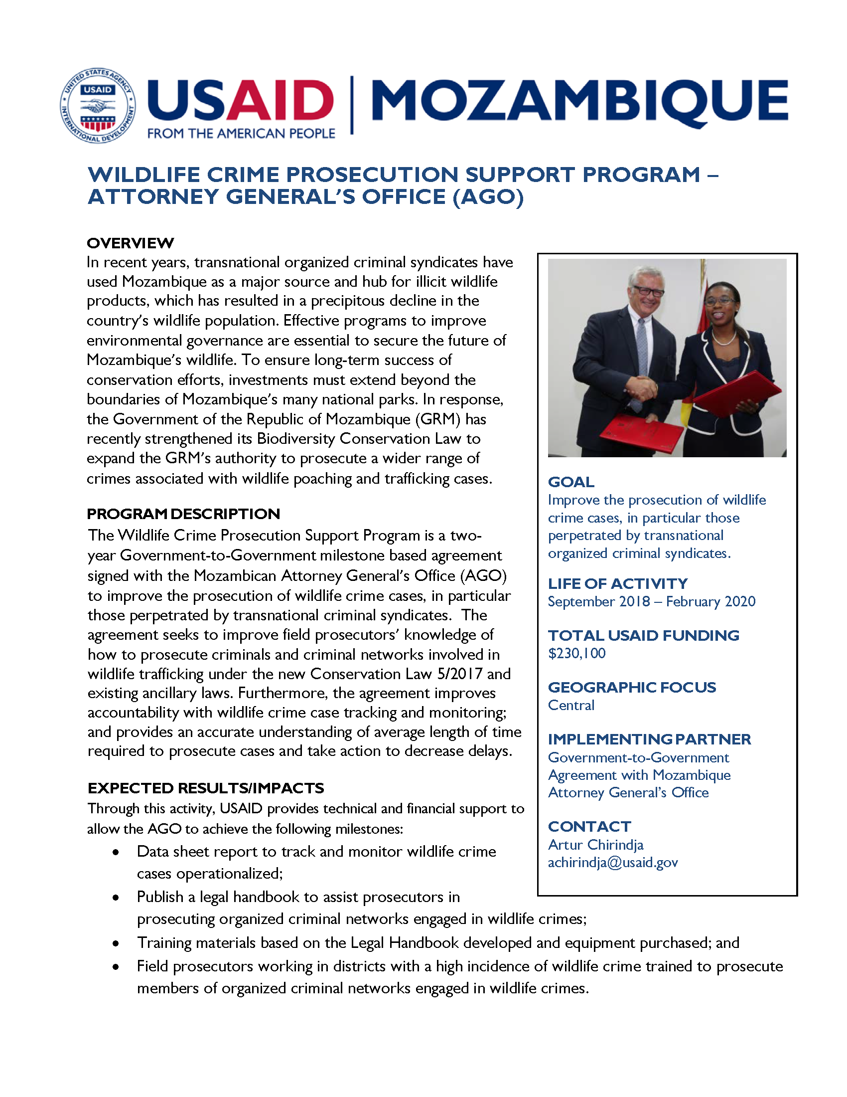 WILDLIFE CRIME PROSECUTION SUPPORT PROGRAM 