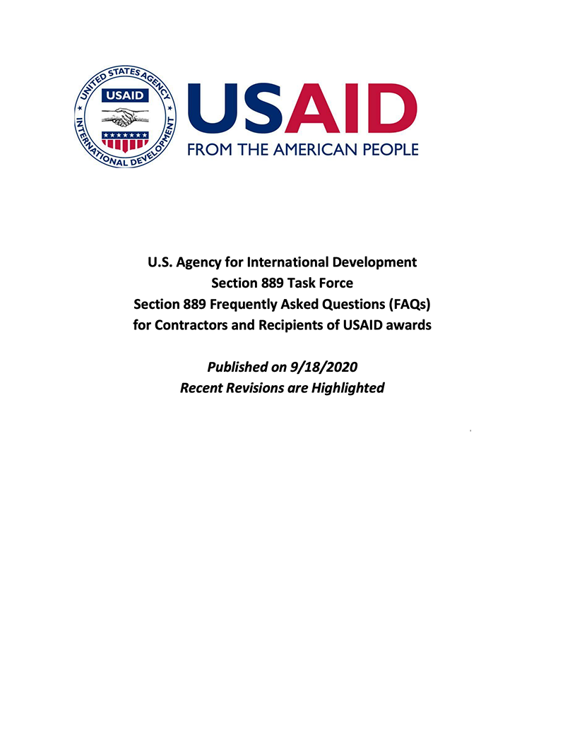 Section 889 Frequently Asked Questions October 23, 2020