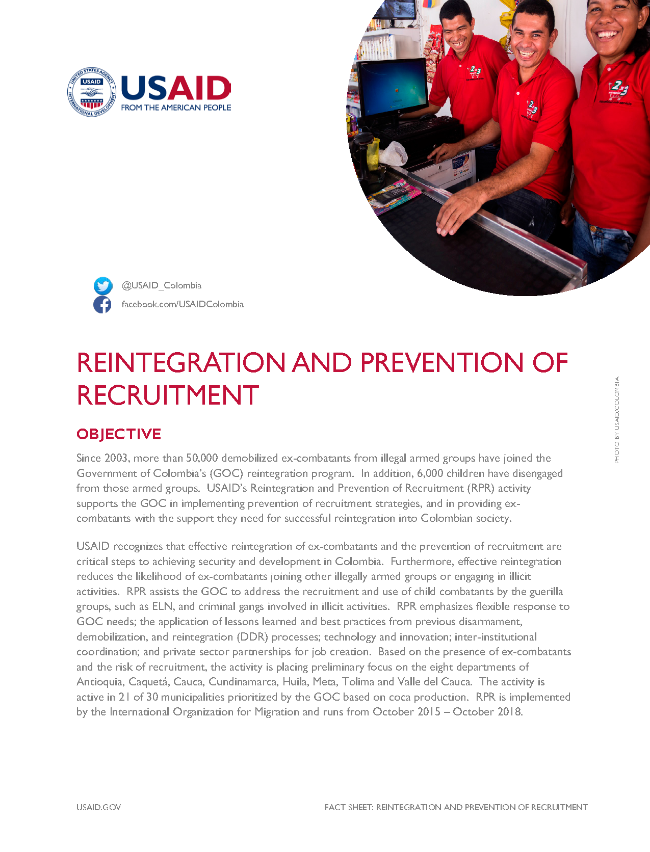 Reintegration and Prevention of Recruitment (RPR) Fact Sheet