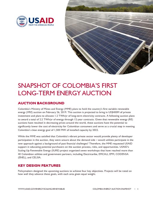 Snapshot of Colombia’s First Long-Term Energy Auction