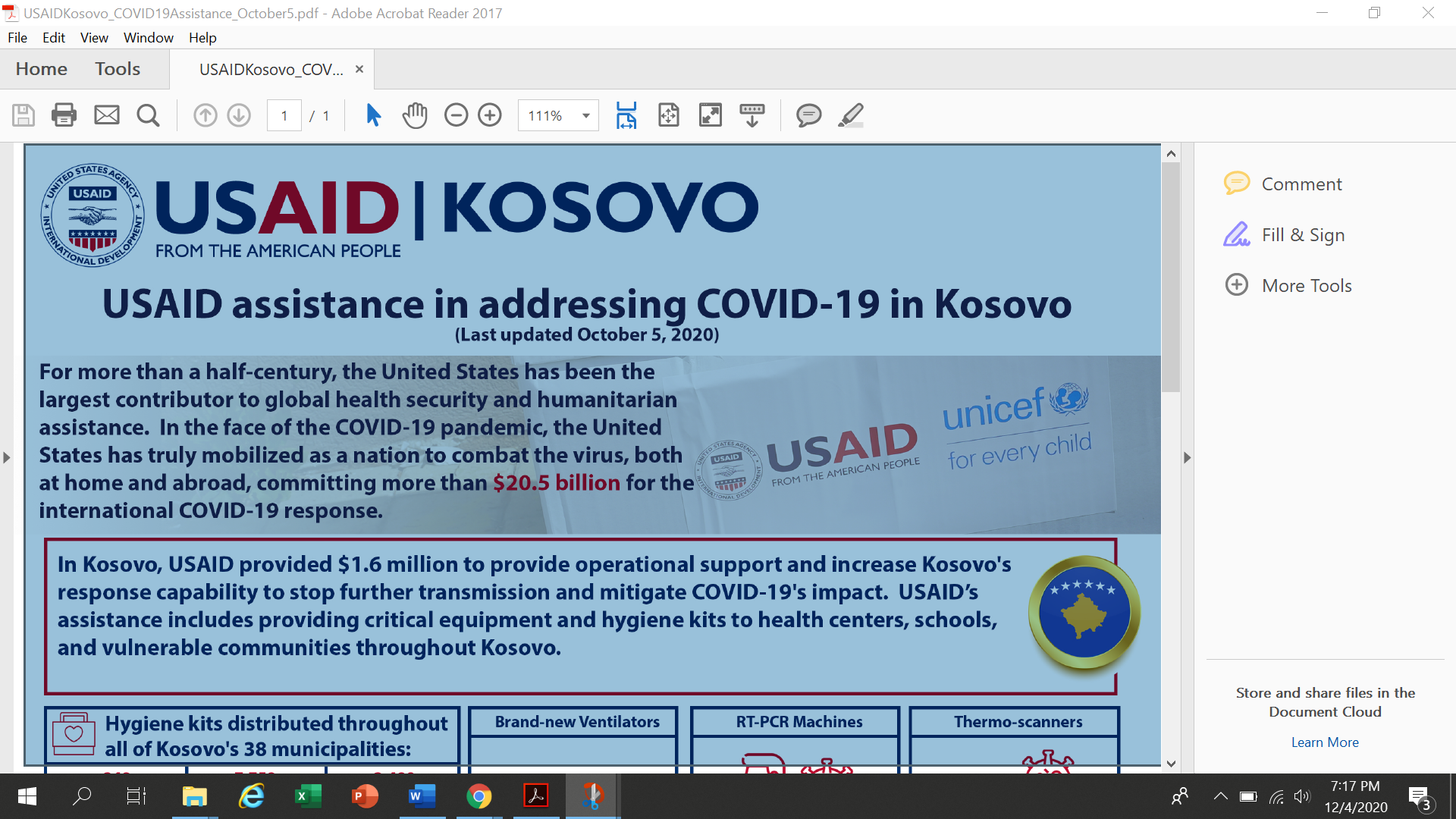 USAID's support to Kosovo to address COVID 19  