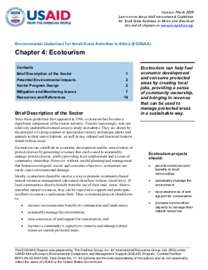 Sector Environmental Guideline: Ecotourism (2009)