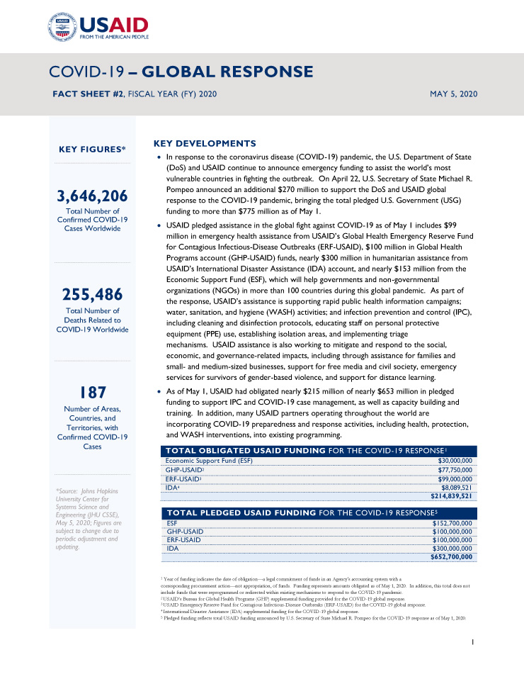 COVID-19 Global Response - Fact Sheet #2 FY20