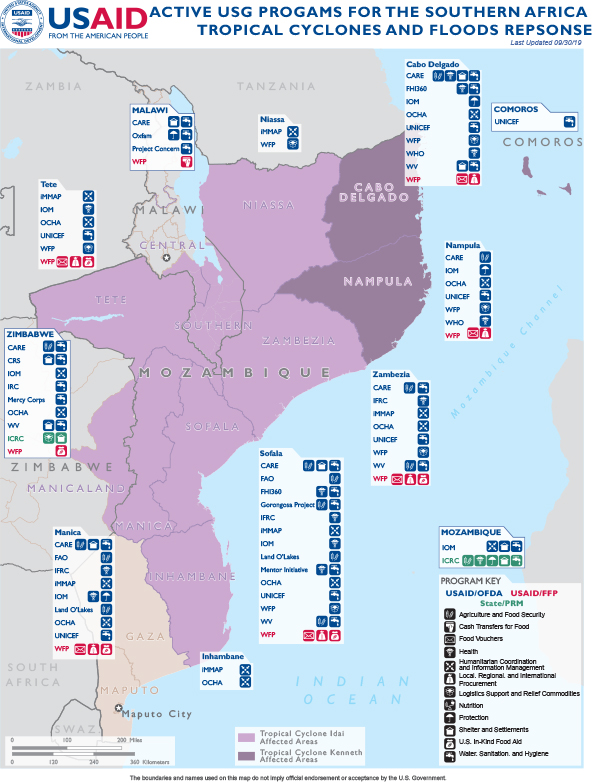 Southern Africa Tropical Cyclones Map - 09-30-2019