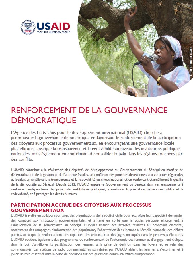 USAID Sénégal Gouvernance Fiche Technique Février 2019