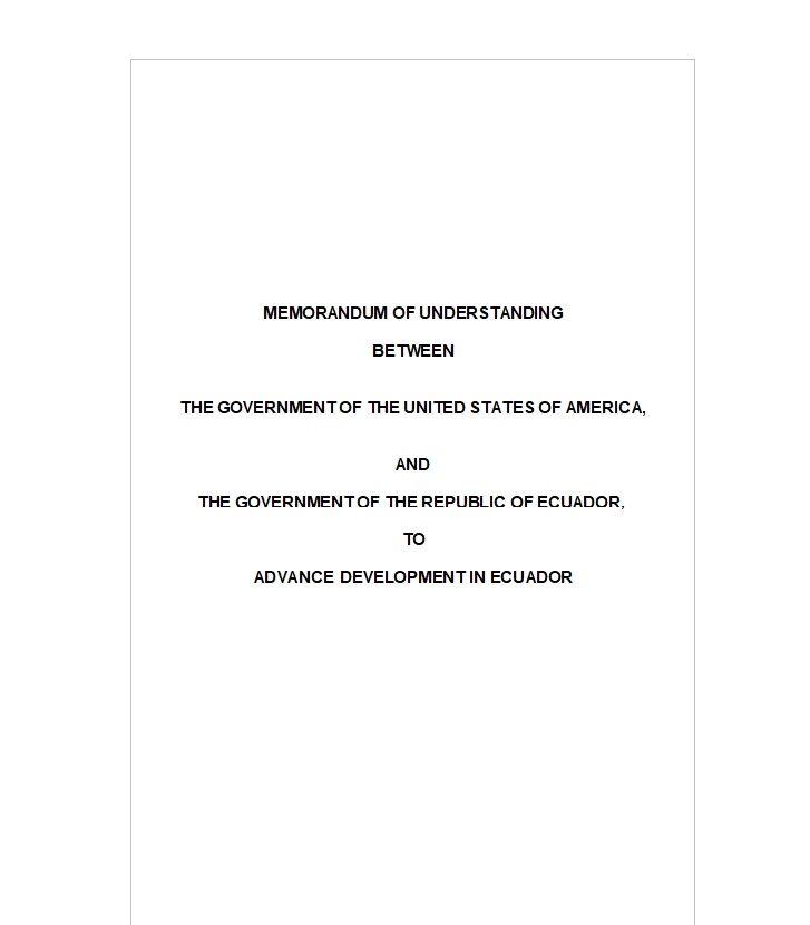 USAID-Ecuador Memorandum of Understanding