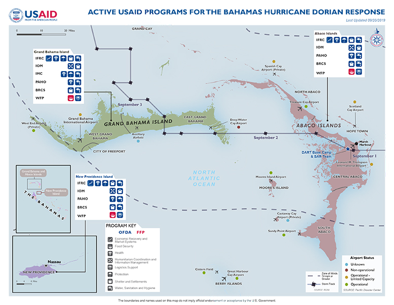 The Bahamas Hurricane Dorian Map - 09-20-2019