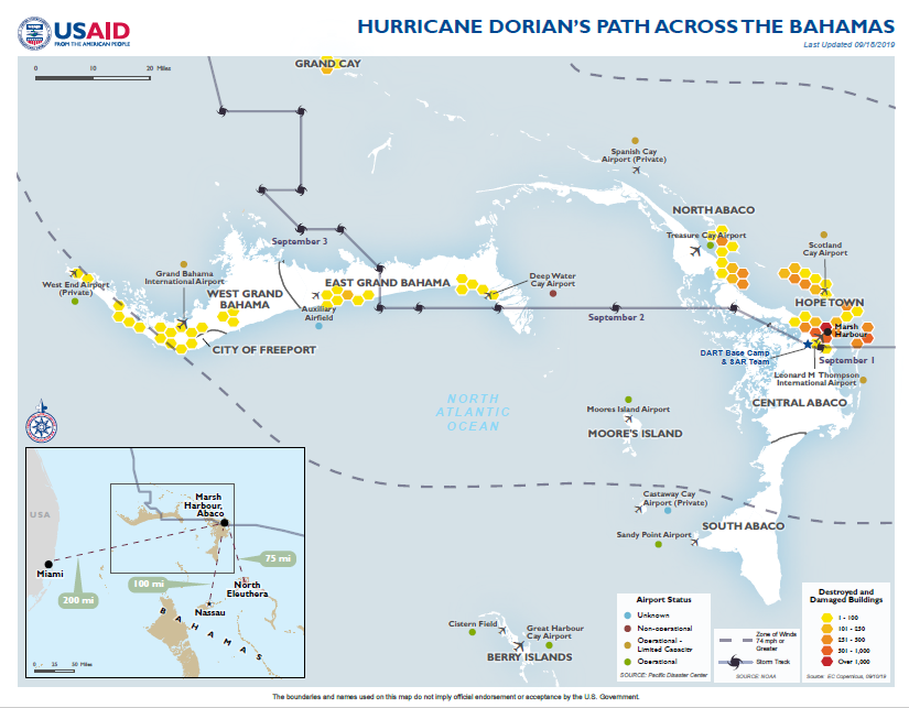 The Bahamas - Hurricane Dorian Map #9, (FY) 2019