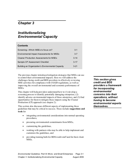 Institutionalizing Environmental Capacity (2006)