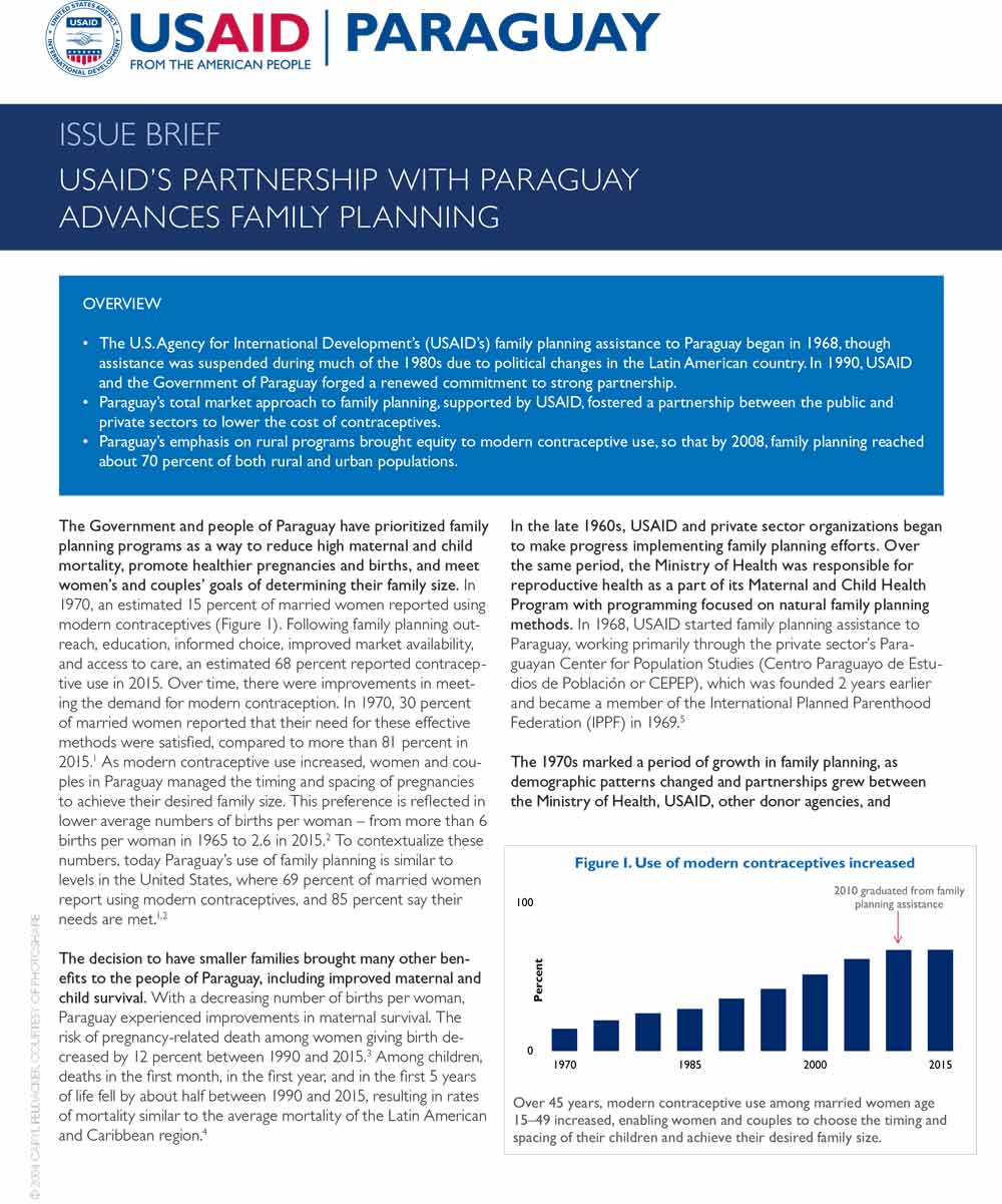 Issue Brief: USAID's Partnership with Paraguay Advances Family Planning