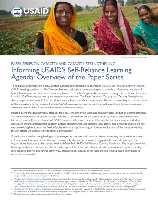 SRLA: Overview of the Paper Series on Capacity and Capacity Strengthening