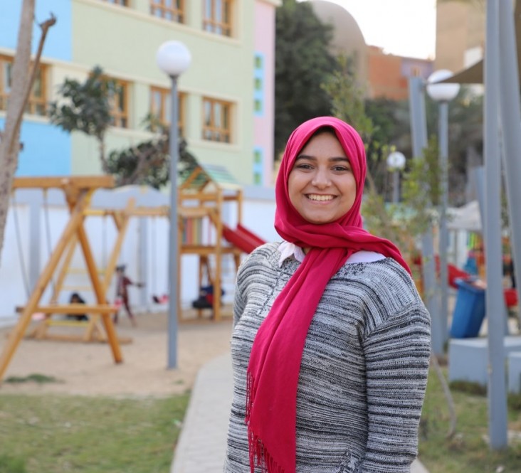 Woman at renovated playground