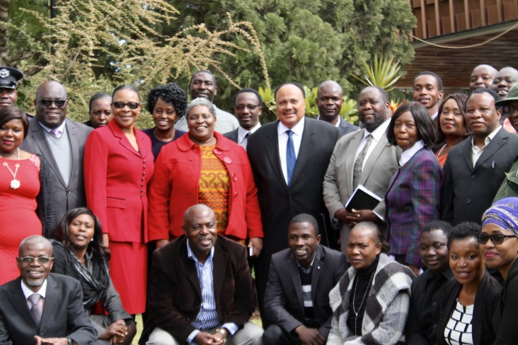 Representatives from USAID implementing partner HRC pose with civil society and Mr. Martin Luther King, III at the 2016 National Conference on Freedoms of Peaceful Assembly and Expression.