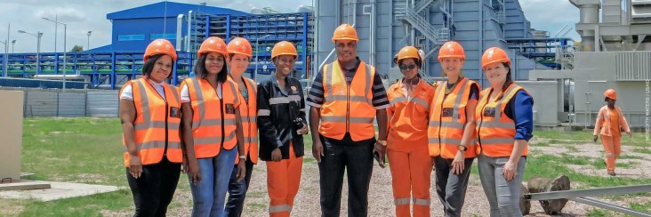 EDM electric power technicians outside of a power station