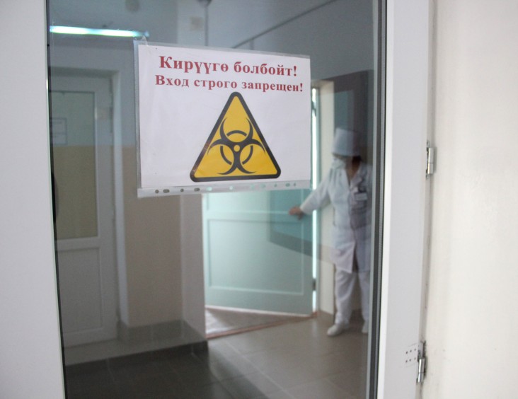 A doctor checks patients at Kara-Balta TB Hospital.