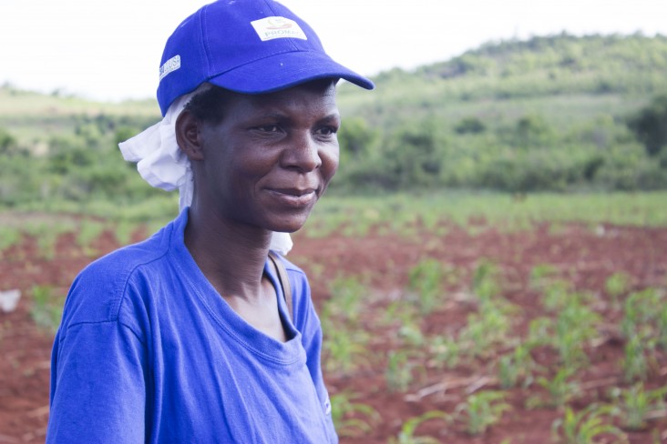 Cristina Pulseira in her demonstration plot, which uses conservation agriculture and improved seeds.