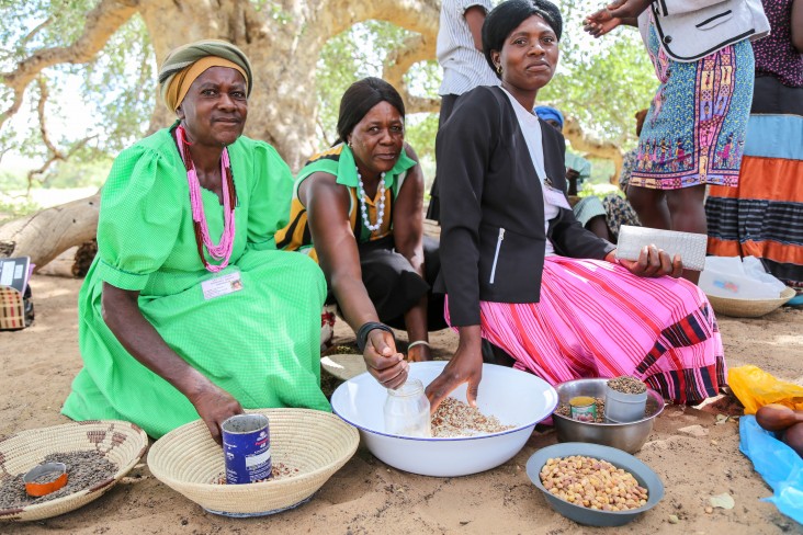 Members of Let’s Unite sell amarula nuts and seeds locally. 