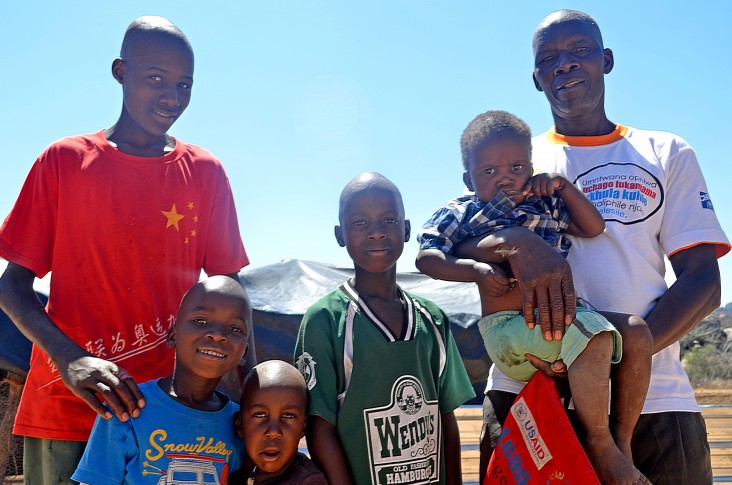 Richard Ndebele with grandchildren