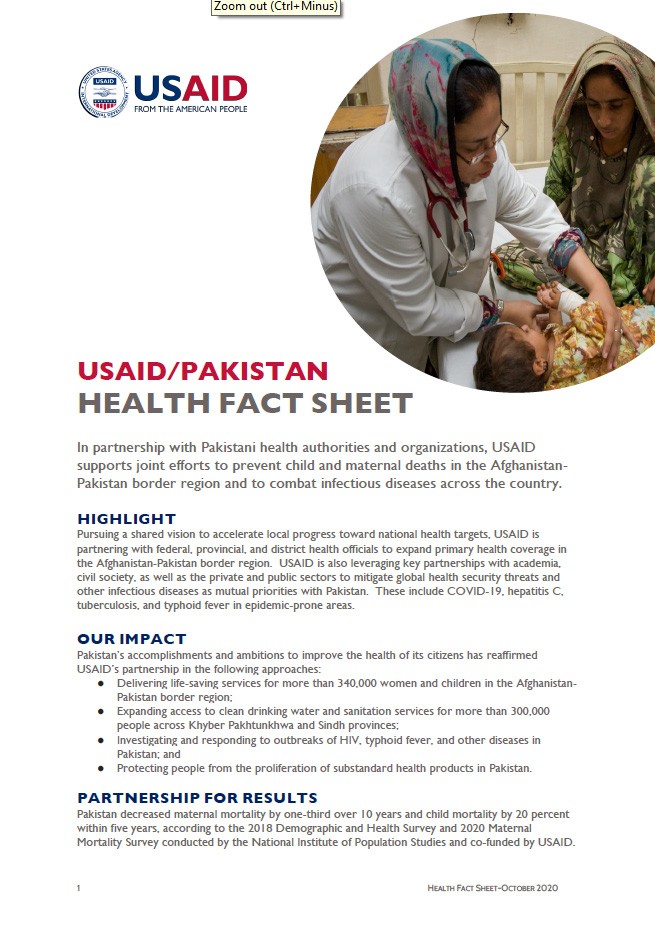 USAID/Pakistan Health Sector Fact Sheet