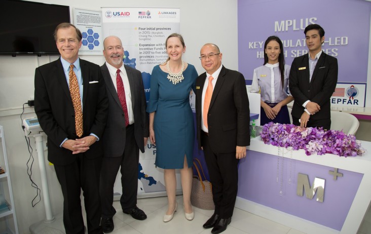 U.S. Ambassador Glyn T. Davies, left, USAID Regional Development Mission for Asia Director Richard Goughnour, and U.S. Consul General Jennifer Harhigh join opening of health center in Chiang Rai, Thailand.