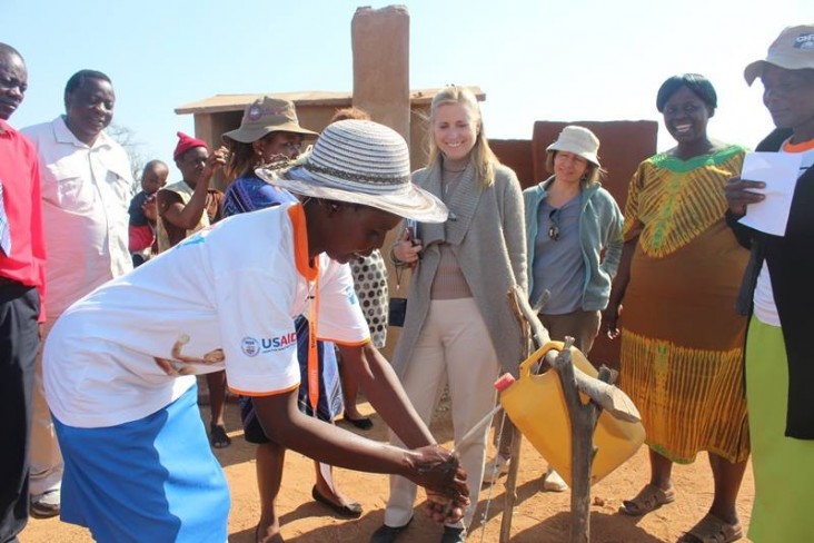 USAID helped communities set up tippy taps for hand washing.