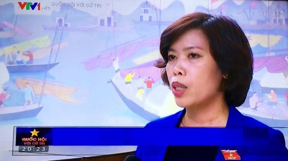 Dao Tu Hoa answers media ques-tions during her first NA session Vietnam Television