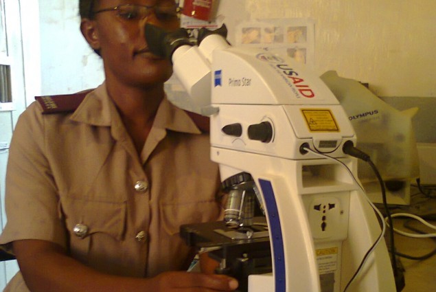 A USAID-funded microscope in Zomba 