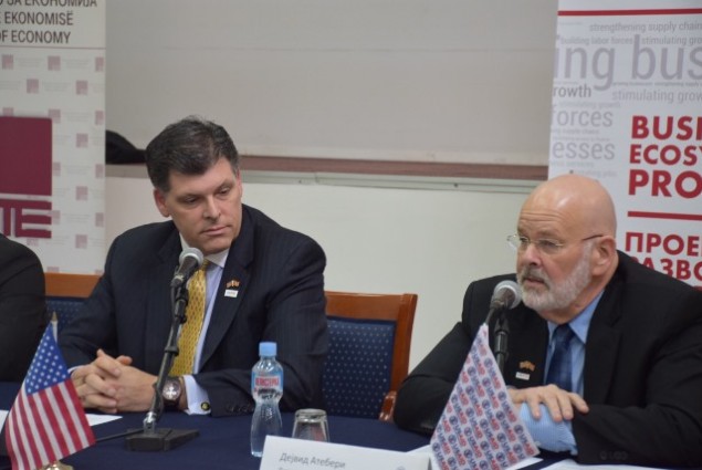 USAID's AA of E&E Brock Bierman and USAID/Macedonia CR David Atteberry 