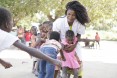 Teacher and pupils having fun