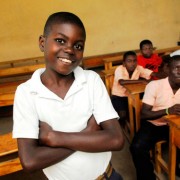 Johnie Pierre, 13, is one of thousands of Haitian children to receive shoes through the Haiti Neglected Tropical Disease Control