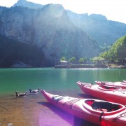 Journalists kayaked on Lake Shkopet in northern Albania during Adventure Tourism Week in 2014.