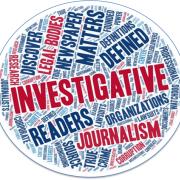 word cloud with words related to journalism