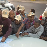 In Bishoftu, dozens of mappers, surveying almost 600,000 people in Ethiopia for trachoma, meet before heading out.