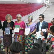 Minister for Gender, Children and Social Protection, Cynthia Morrison in a group photo with representatives from USAID, UNICEF and directors of the ministry. 