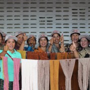 Women Entrepreneurs posed with their newly colored silks