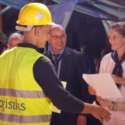 USAID/Egypt Mission Director Sherry F. Carlin hands out certificates to the first cohort of graduates from the technical school logistics specialization.