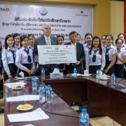 U.S. Ambassador to Laos Dr. Peter M. Haymond presented scholarships to 18 female law graduates at a ceremony in Vientiane Capital. 