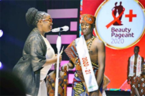 Oscar Otim is crowned as Mr Y+ at the Serena Hotel in Kampala, Uganda. / UNYPA