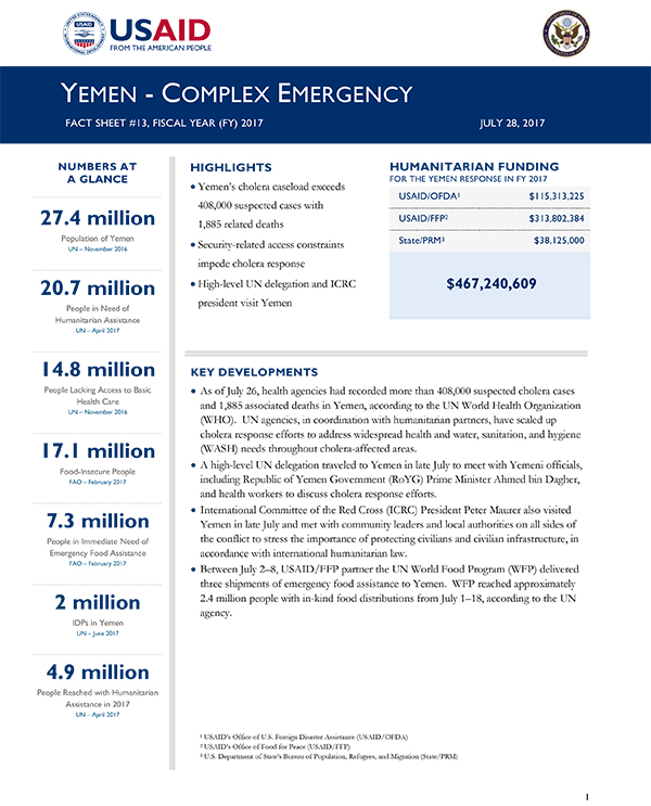 Yemen Complex Emergency Fact Sheet #13 - 07-28-2017